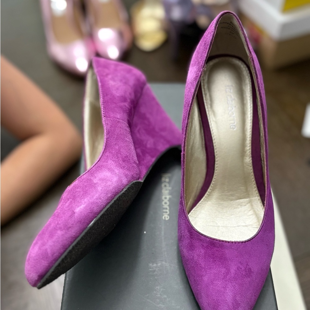 Talbots Purple Suede Heels Elegant Court Shoes